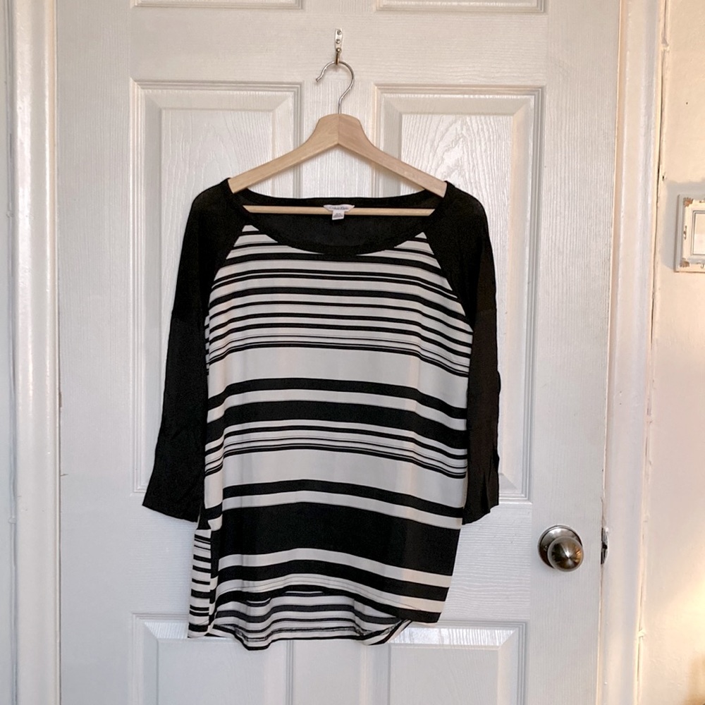Calvin Klein boatneck silky striped top